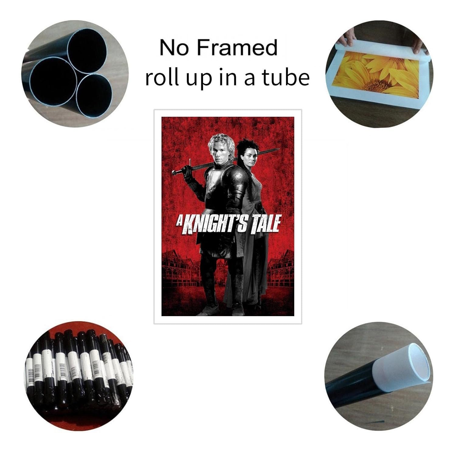 A Knight's Tale Movie Poster Canvas Prints Rufus Sewell A Knight's Tale Classic Movies Poster Wall Art For Home Office Cinema Decorations Unframed 18"x12"