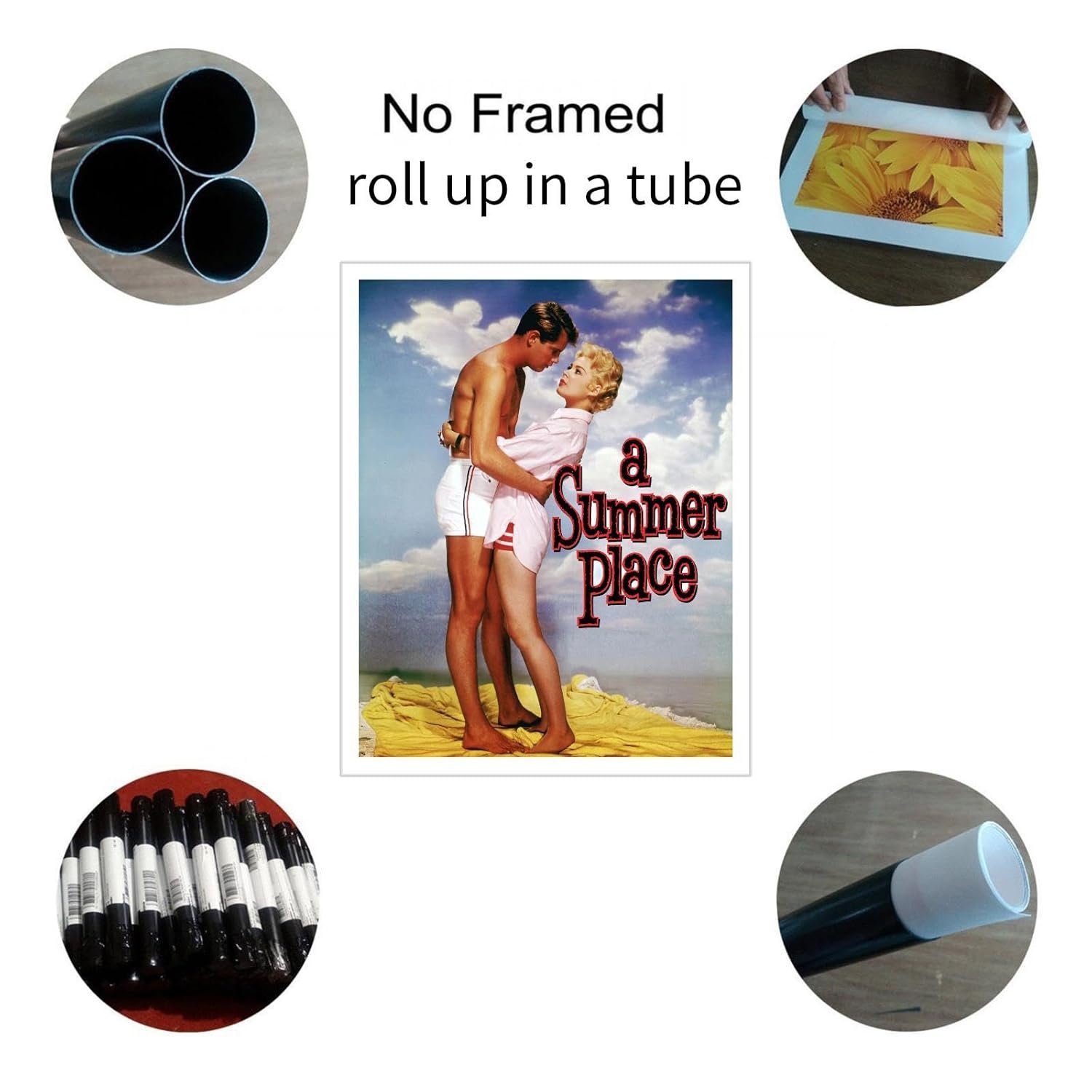 A Summer Place (1959) Movie Poster Canvas Prints Love Story Love Movies Poster Wall Art For Home Office Cinema Decorations Unframed 10"x8"