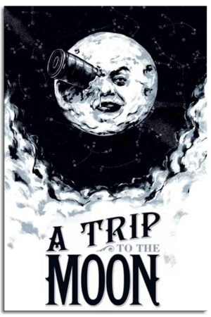A Trip To The Moon Movie Poster Wall Art Science Fiction Movies Canvas Prints Retro Movies Poster For Home Office Cinema Decorations Unframed 18"x12"