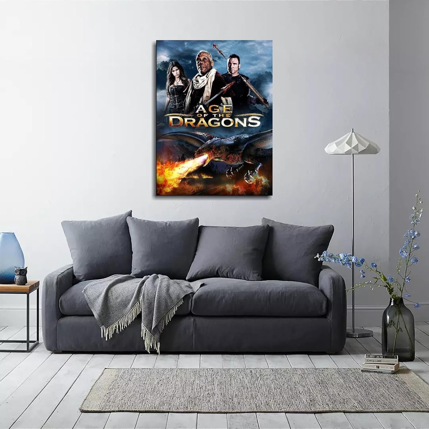 Age Of The Dragons Movie Poster Canvas Prints Science Fiction Movies Action Movies Poster Wall Art For Home Office Cinema Decorations With Framed 32"x24"