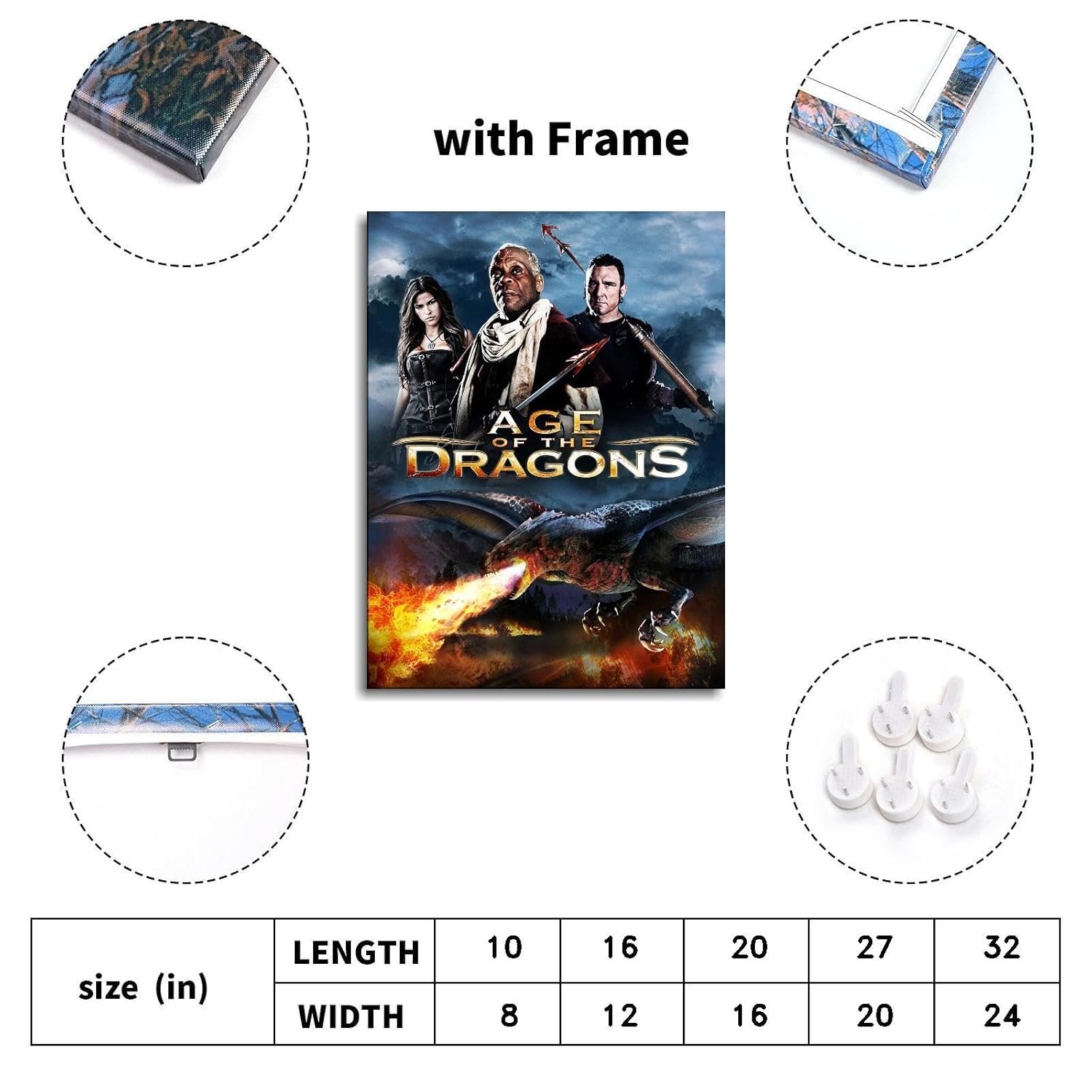 Age Of The Dragons Movie Poster Canvas Prints Science Fiction Movies Action Movies Poster Wall Art For Home Office Cinema Decorations With Framed 32"x24"