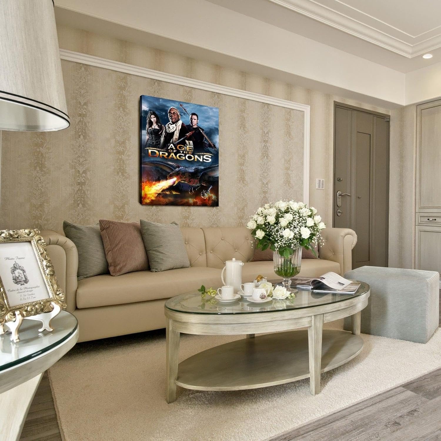 Age Of The Dragons Movie Poster Canvas Prints Science Fiction Movies Action Movies Poster Wall Art For Home Office Cinema Decorations With Framed 32"x24"