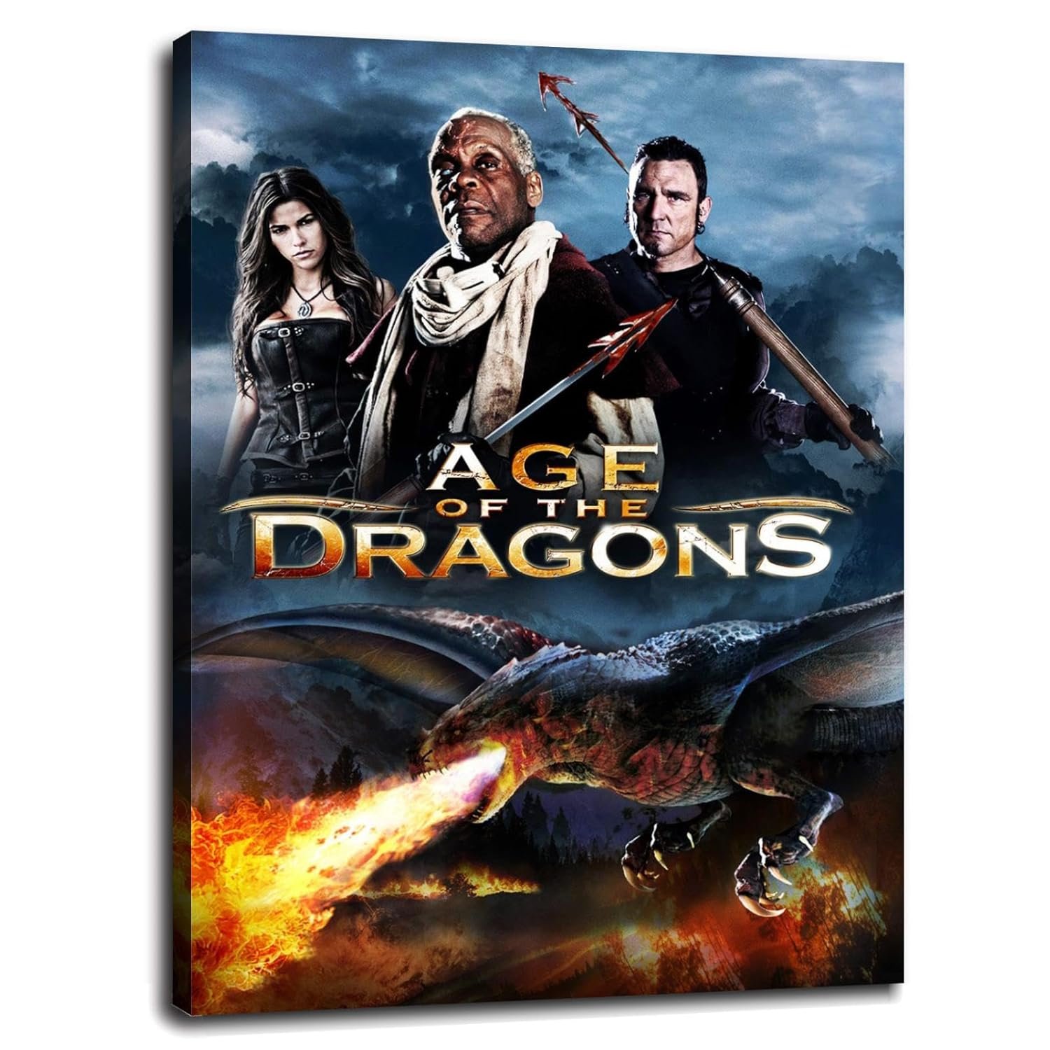 Age Of The Dragons Movie Poster Canvas Prints Science Fiction Movies Action Movies Poster Wall Art For Home Office Cinema Decorations With Framed 32"x24"