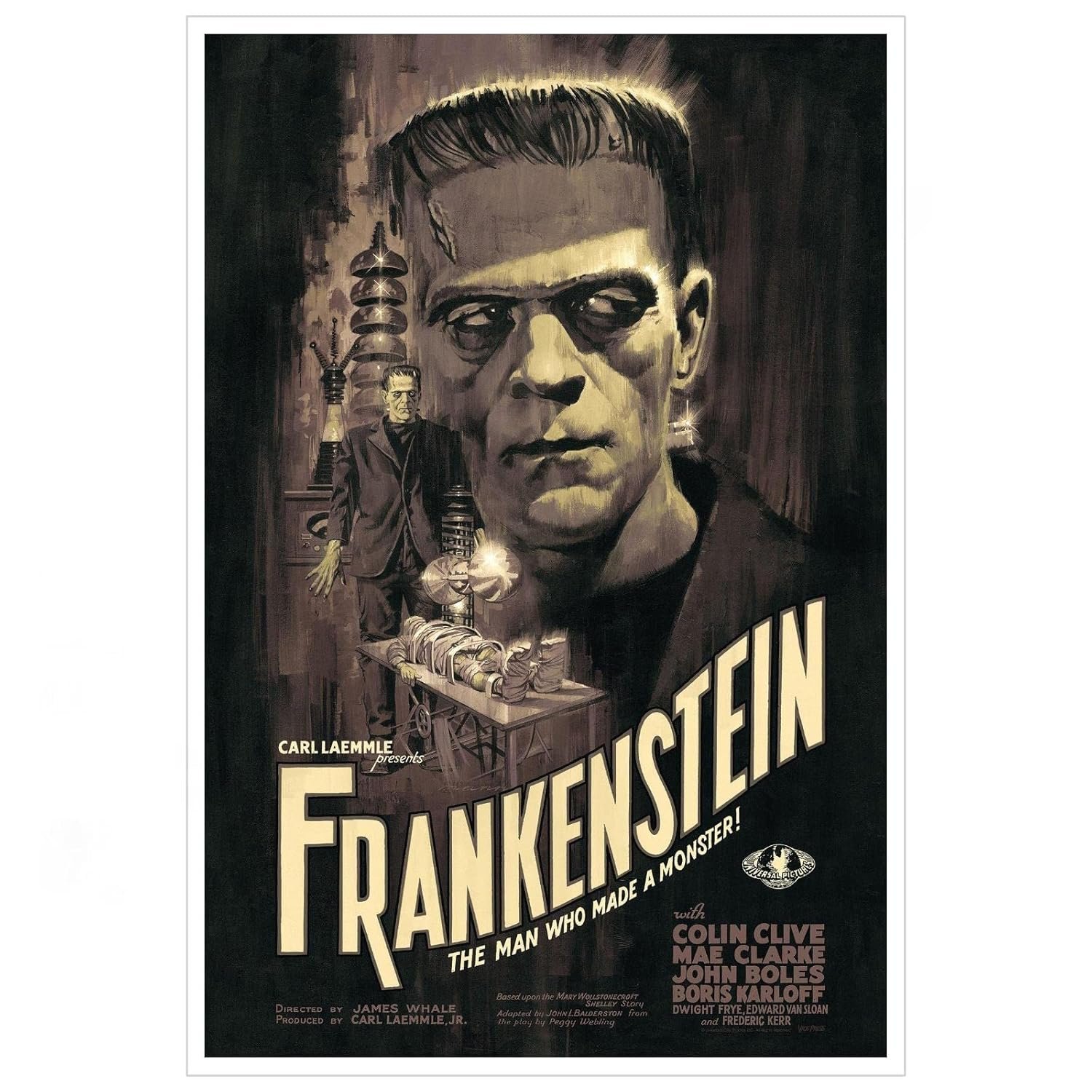 AISONSITE Frankenstein Movie Poster Action Movies Poster Canvas Prints Retro Film Poster Wall Art For Home Office Living Room Decorations Unframed 36"x24"