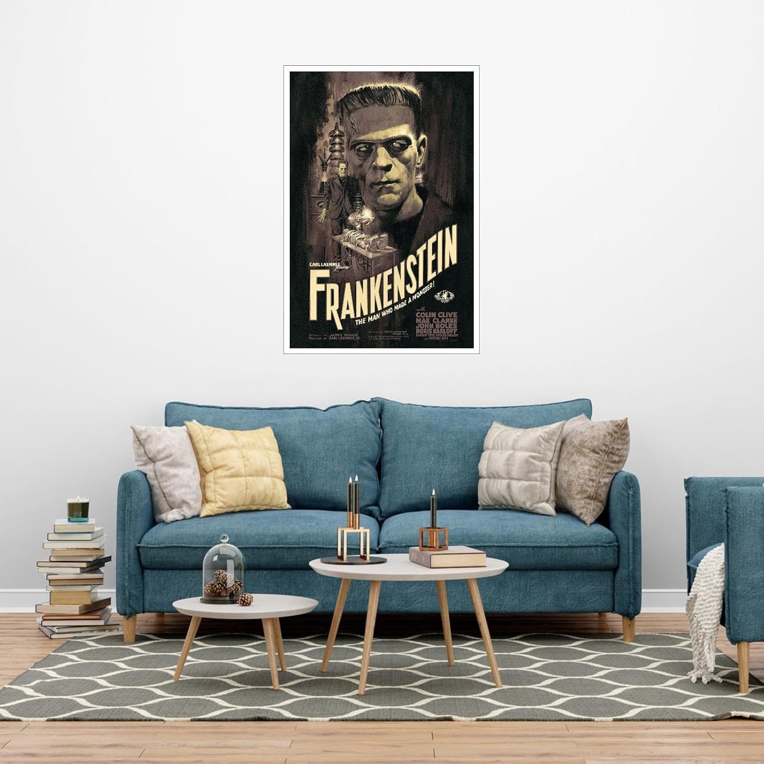 AISONSITE Frankenstein Movie Poster Action Movies Poster Canvas Prints Retro Film Poster Wall Art For Home Office Living Room Decorations Unframed 36"x24"