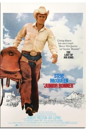 AISONSITE Junior Bonner Movie Poster Vintage Movie Poster Canvas Prints Canvases For Painting Wall Art For Home Office Living Room Decorations Unframed 36"x24"