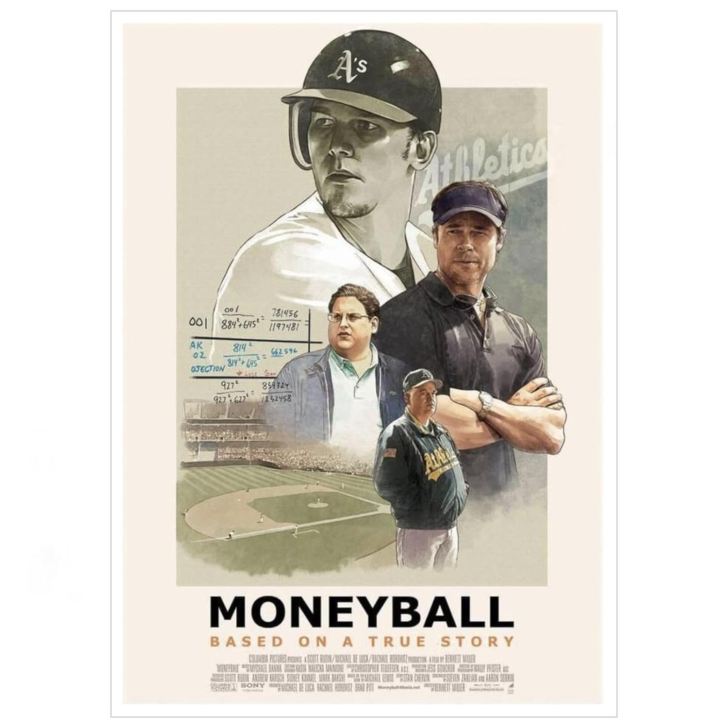 AISONSITE Moneyball Movie Poster Wall Art Baseball Movie Poster Canvas Prints Motivational Sports Movie Poster Poster For Home Office Living Room Decorations Unframed 18"x12"