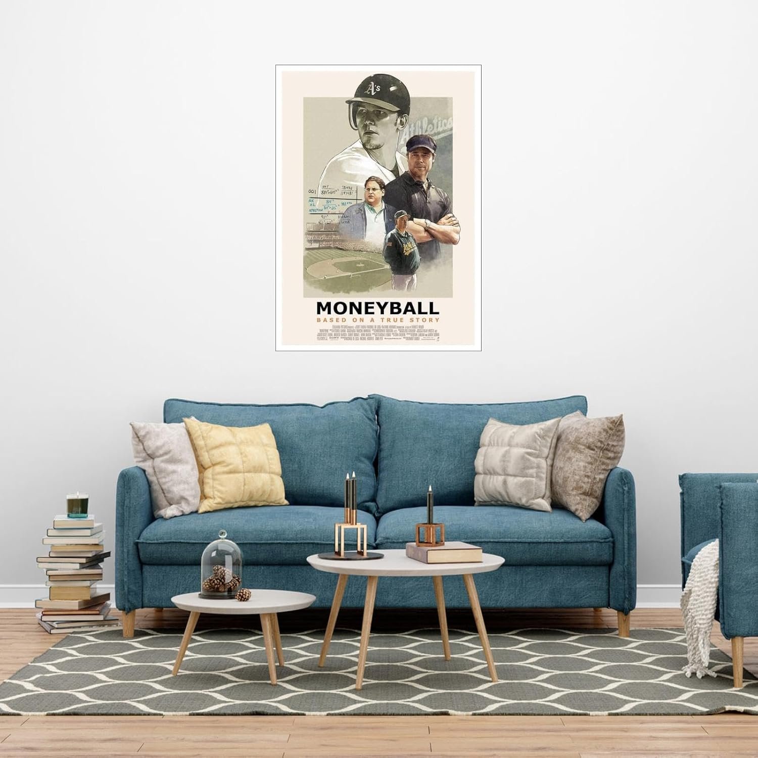 AISONSITE Moneyball Movie Poster Wall Art Baseball Movie Poster Canvas Prints Motivational Sports Movie Poster Poster For Home Office Living Room Decorations Unframed 18"x12"