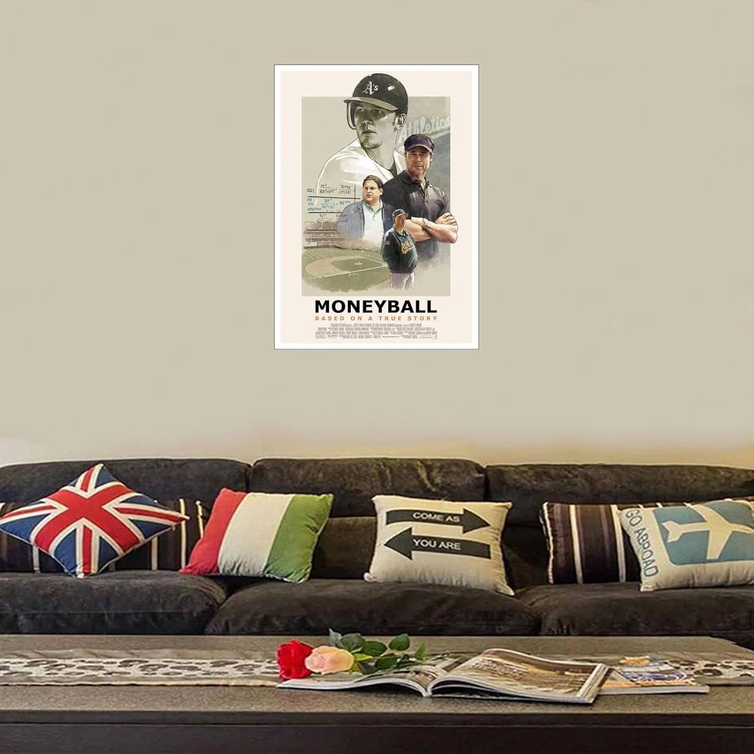 AISONSITE Moneyball Movie Poster Wall Art Baseball Movie Poster Canvas Prints Motivational Sports Movie Poster Poster For Home Office Living Room Decorations Unframed 18"x12"