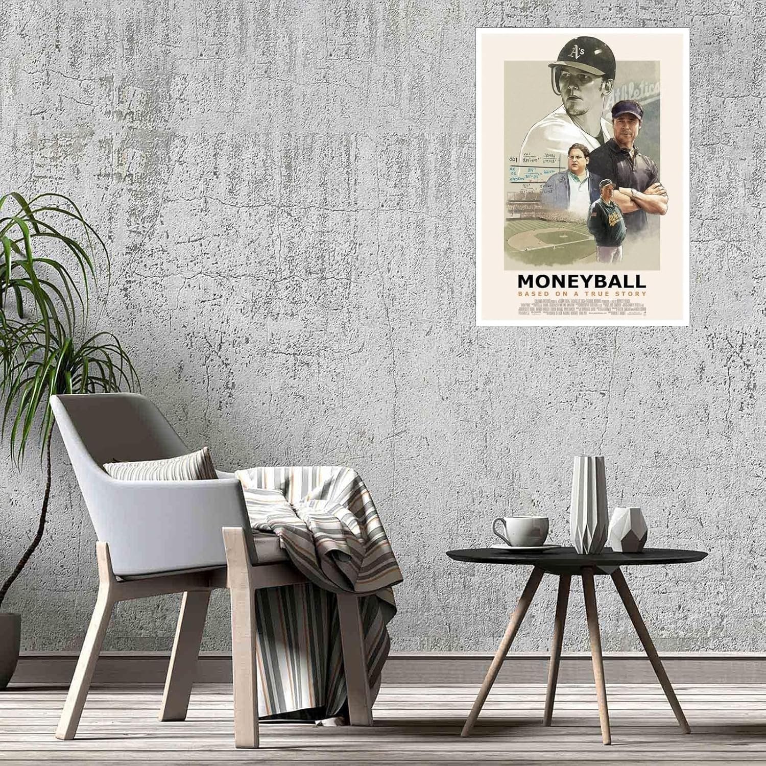 AISONSITE Moneyball Movie Poster Wall Art Baseball Movie Poster Canvas Prints Motivational Sports Movie Poster Poster For Home Office Living Room Decorations Unframed 18"x12"