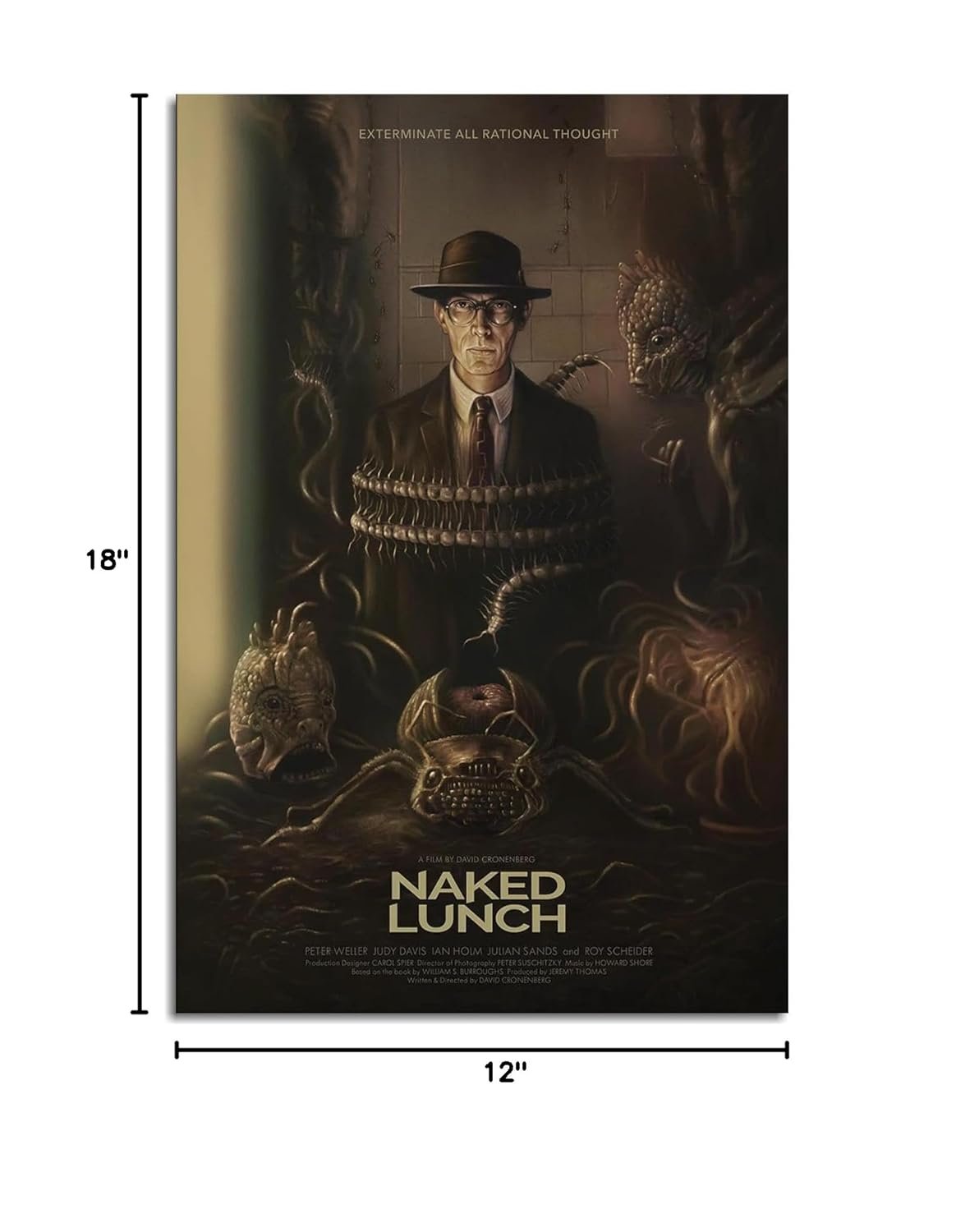 AISONSITE Naked Lunch Movie Poster The Smell Of Fear Kara Movie Poster Canvas Prints Action Movies Wall Art For Home Office Bedroom Decorations Unframed 18"x12"