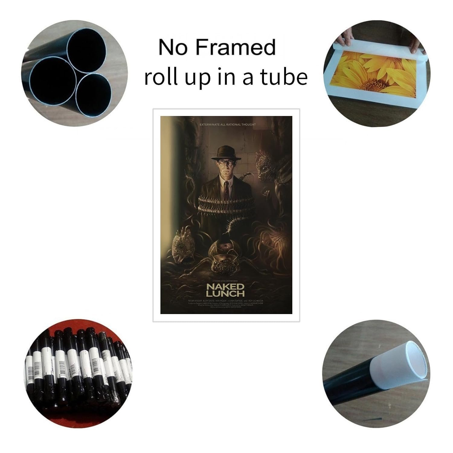 AISONSITE Naked Lunch Movie Poster The Smell Of Fear Kara Movie Poster Canvas Prints Action Movies Wall Art For Home Office Bedroom Decorations Unframed 18"x12"