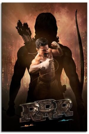 AISONSITE New Indian Movie RRR Poster Roudram Ranam Rudhiram Movie Poster Canvas Prints Funny Film Poster Wall Art For Home Office Bedroom Decorations Unframed 24"x16"