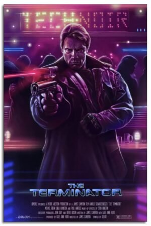 AISONSITE Terminator Judgment Day Movie Poster Wall Art Science Fiction Movie Poster Canvas Prints Robot Battle Poster For Home Office Living Room Decorations Unframed 36"x24"
