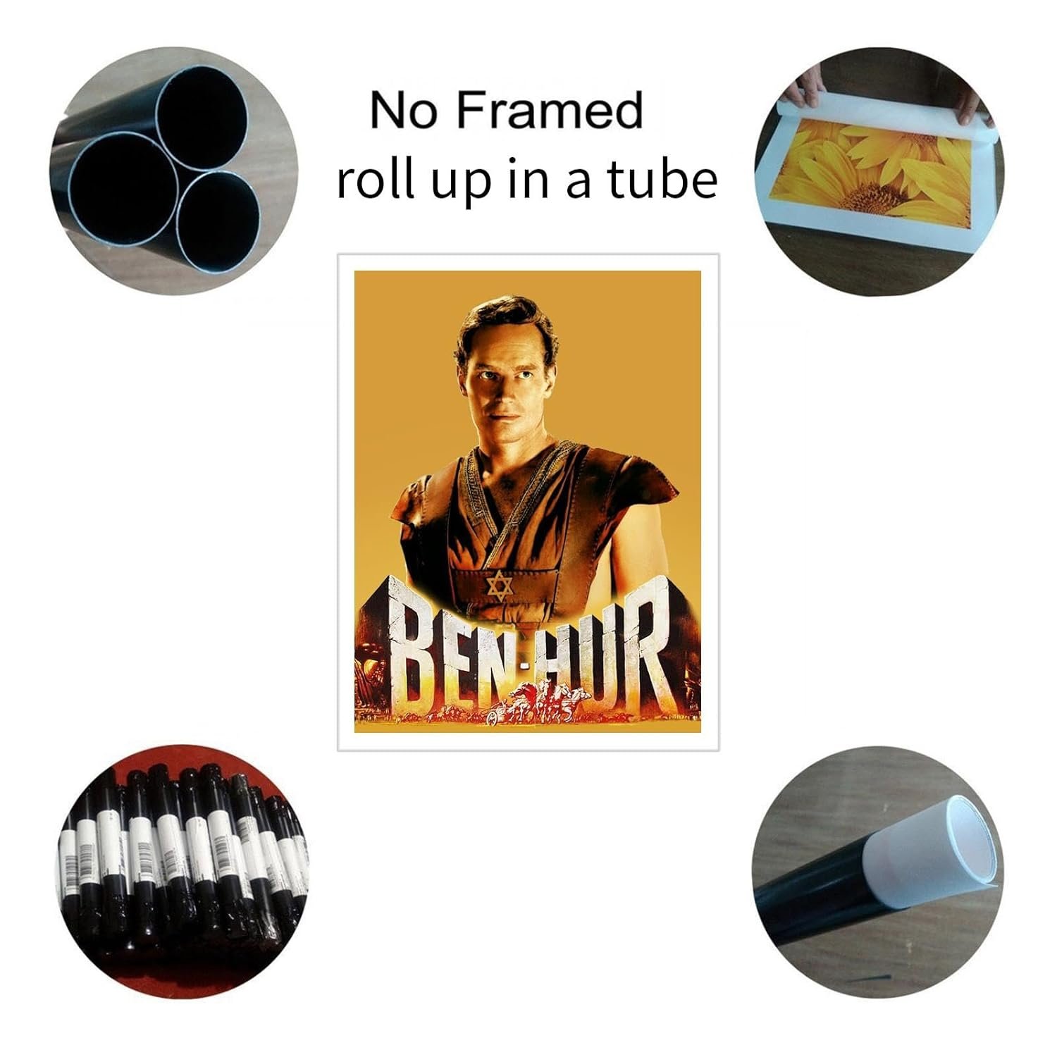 Ben-Hur Movie Poster Wall Art Adventure Stories Canvas Prints Classic Old Movies Poster For Home Office Cinema Decorations Unframed 10"x8"