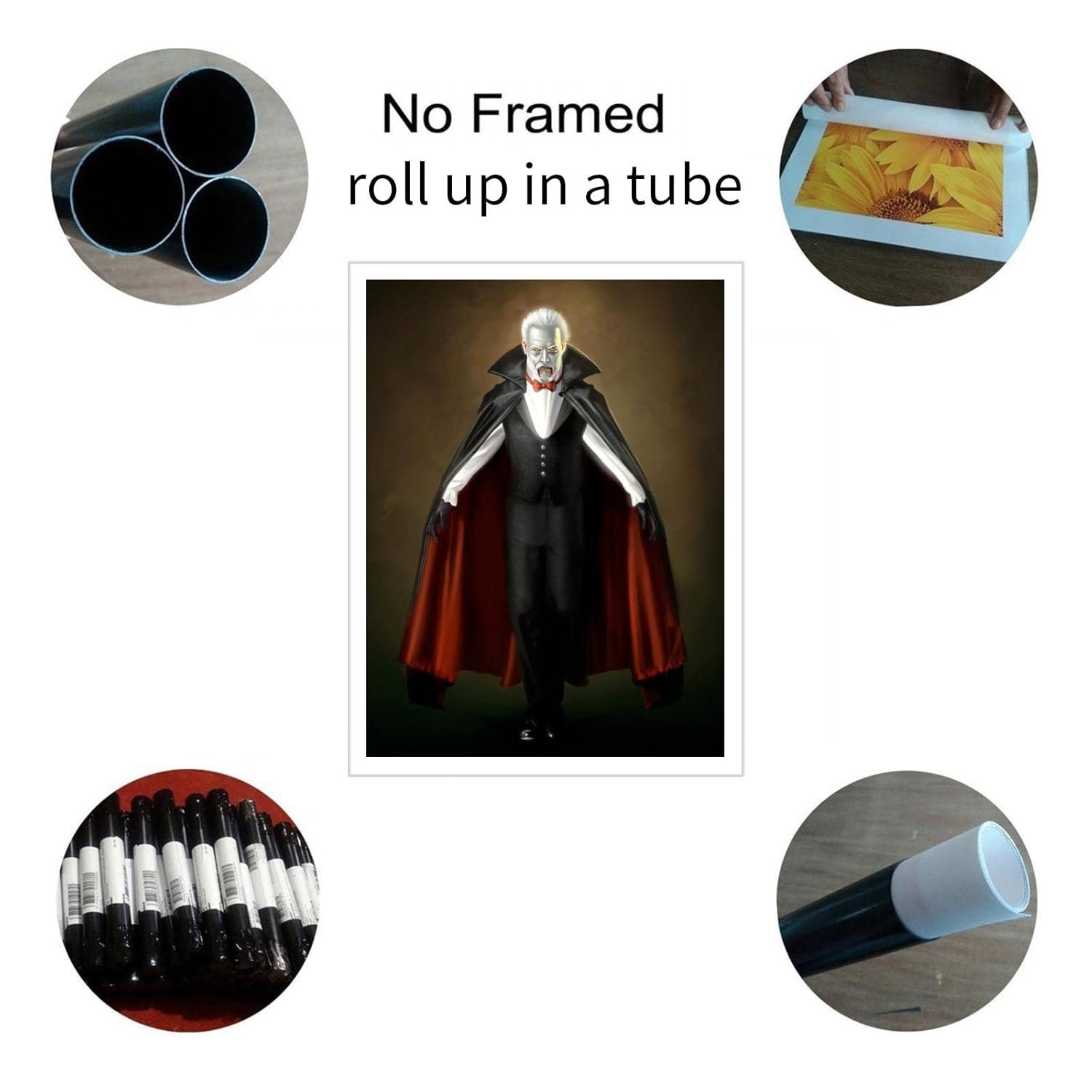 CLEARCONNECT Count Vampire Canvas Prints Terror Vampire Poster Poster Wall Art For Home Office Corridor Decorations Unframed 32"x24"