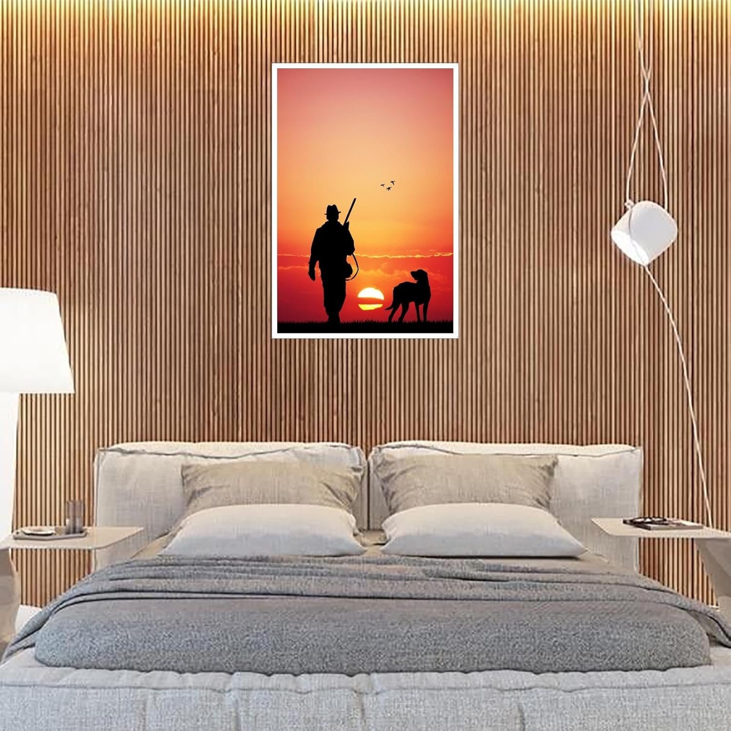 CLEARCONNECT Hunters And Dogs At Dusk Canvas Prints Hunting People And Dogs Poster Wall Art For Home Office Corridor Decorations Unframed 12"x8"