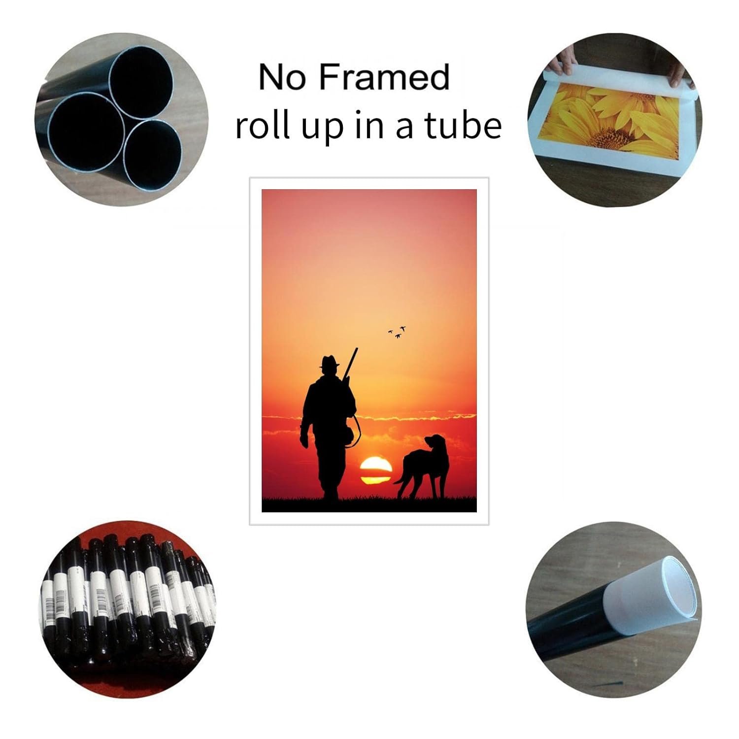 CLEARCONNECT Hunters And Dogs At Dusk Canvas Prints Hunting People And Dogs Poster Wall Art For Home Office Corridor Decorations Unframed 12"x8"