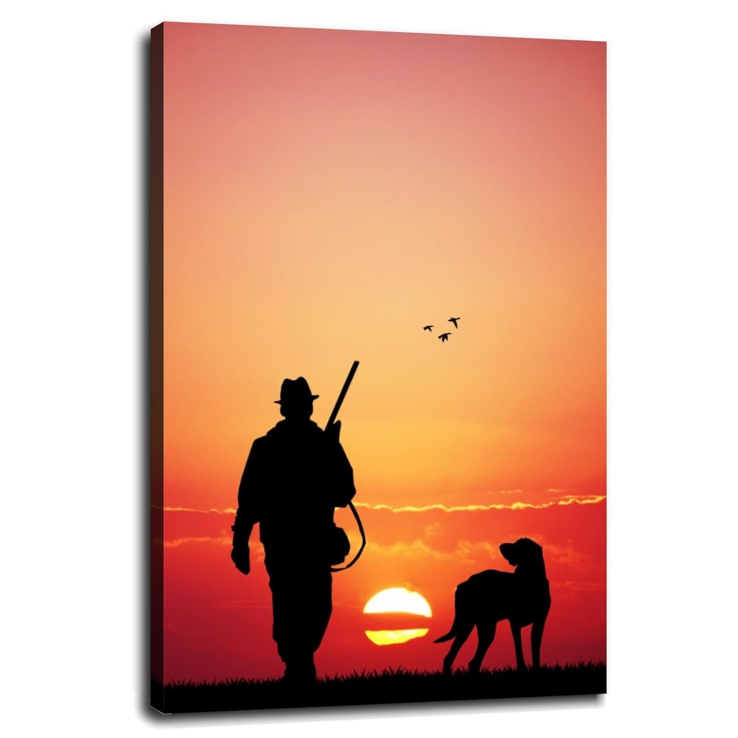 CLEARCONNECT Hunters And Dogs At Dusk Canvas Prints Hunting People And Dogs Poster Wall Art For Home Office Corridor Decorations Unframed 12"x8"