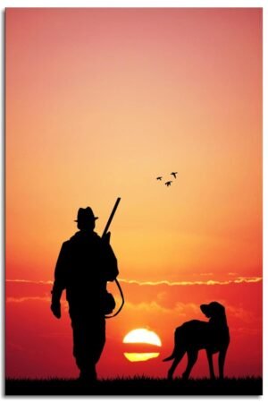 CLEARCONNECT Hunters And Dogs At Dusk Canvas Prints Hunting People And Dogs Poster Wall Art For Home Office Corridor Decorations Unframed 12"x8"