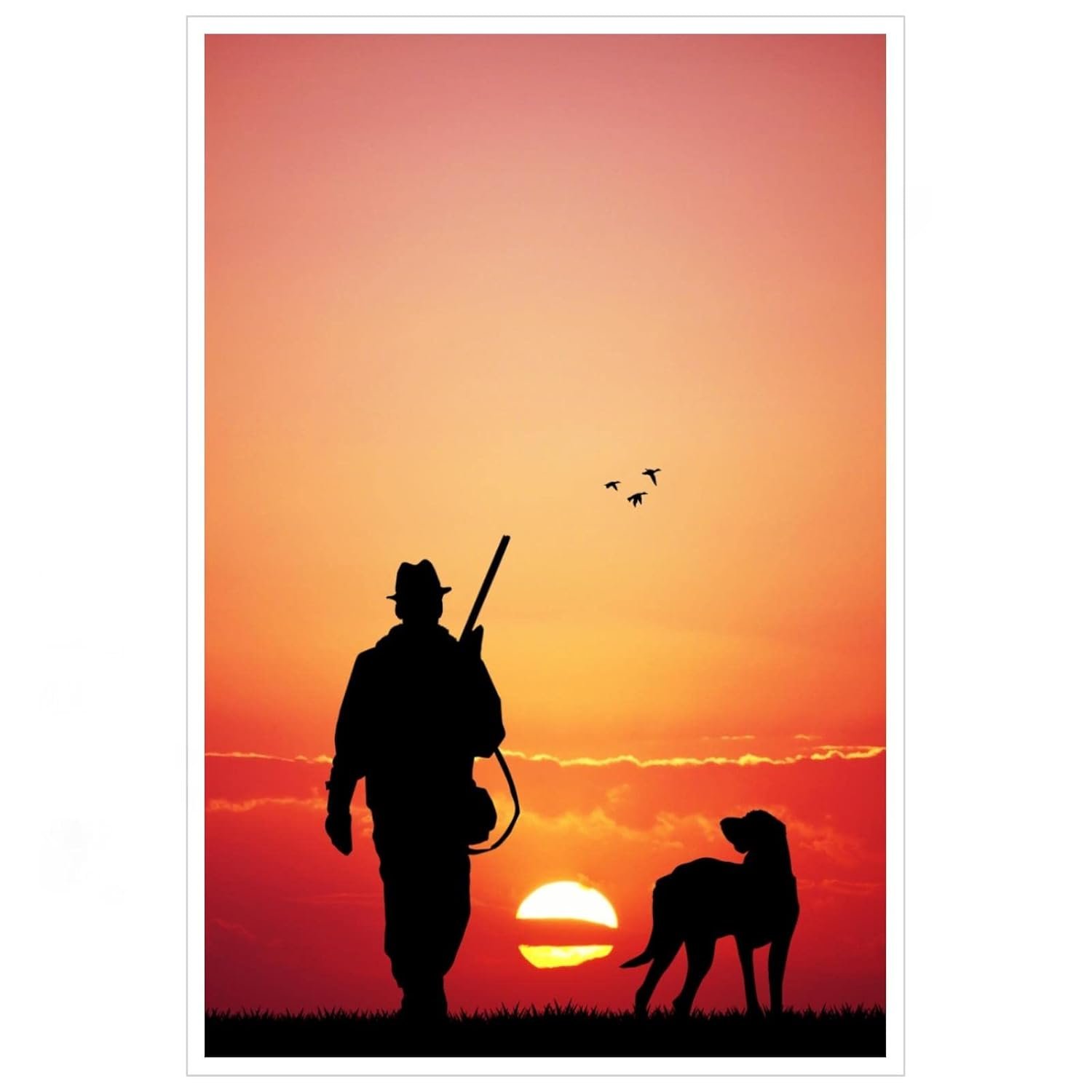 CLEARCONNECT Hunters And Dogs At Dusk Canvas Prints Hunting People And Dogs Poster Wall Art For Home Office Corridor Decorations Unframed 12"x8"