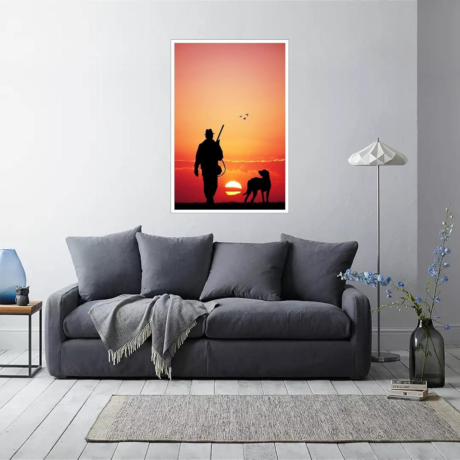 CLEARCONNECT Hunters And Dogs At Dusk Canvas Prints Hunting People And Dogs Poster Wall Art For Home Office Corridor Decorations Unframed 12"x8"