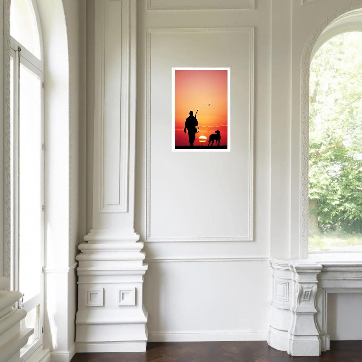 CLEARCONNECT Hunters And Dogs At Dusk Canvas Prints Hunting People And Dogs Poster Wall Art For Home Office Corridor Decorations Unframed 12"x8"