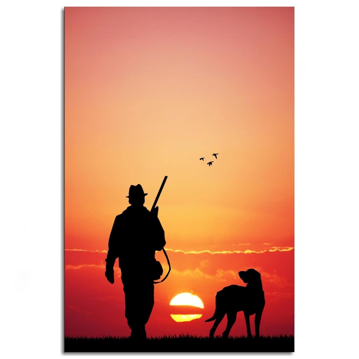 CLEARCONNECT Hunters And Dogs At Dusk Canvas Prints Hunting People And Dogs Poster Wall Art For Home Office Corridor Decorations Unframed 12"x8"
