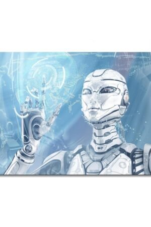 CLEARCONNECT Intelligent Robot Wall Art Artificial Intelligence Canvas Prints Poster For Home Office Decorations Unframed 42"x24"