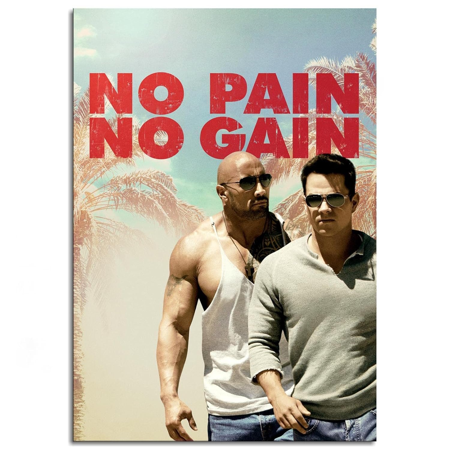 CLEARCONNECT No Pain No Gain Film Poster Pain And Gain Poster Canvas Prints Action Movies Wall Art For Home Office Cinema Decorations Unframed 30"x20"