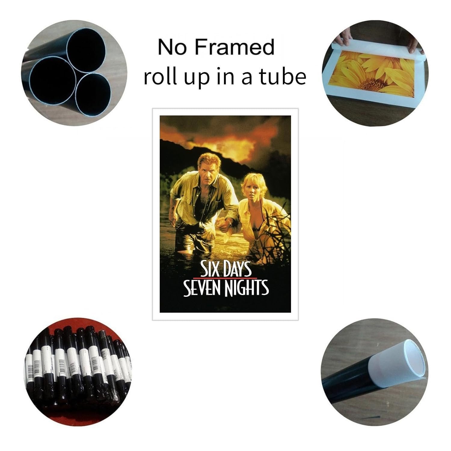 CLEARCONNECT Six Days Seven Nights 1998 Poster Poster Adventure Movies Canvas Prints Action Movies Wall Art For Home Office Cinema Decorations Unframed 36"x24"