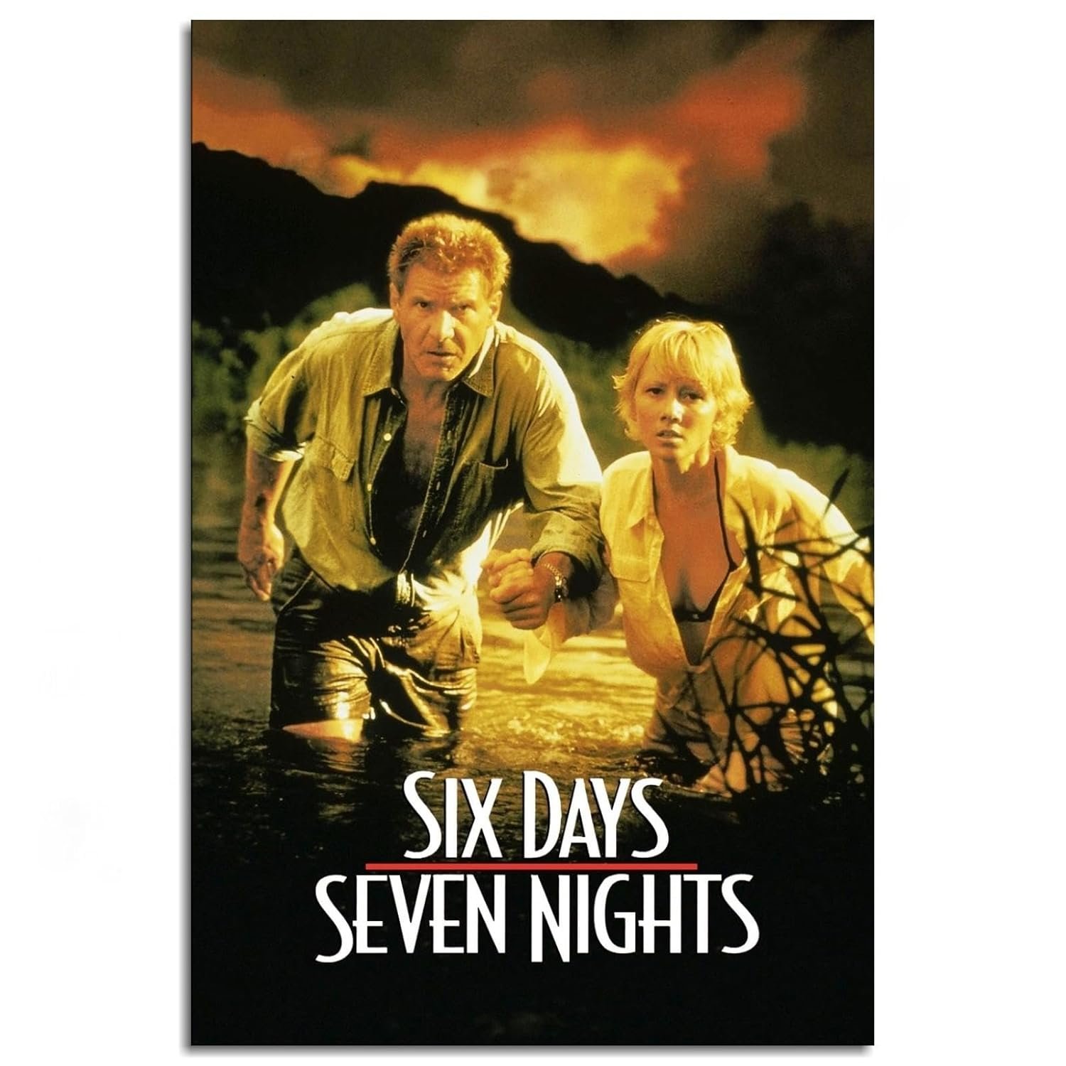 CLEARCONNECT Six Days Seven Nights 1998 Poster Poster Adventure Movies Canvas Prints Action Movies Wall Art For Home Office Cinema Decorations Unframed 36"x24"