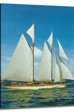 CLEARCONNECT White Vintage Sailboat Wall Art Sailing Boat Vintage Canvas Prints Poster For Home Office Stair Corner Decorations With Framed 16"x12"