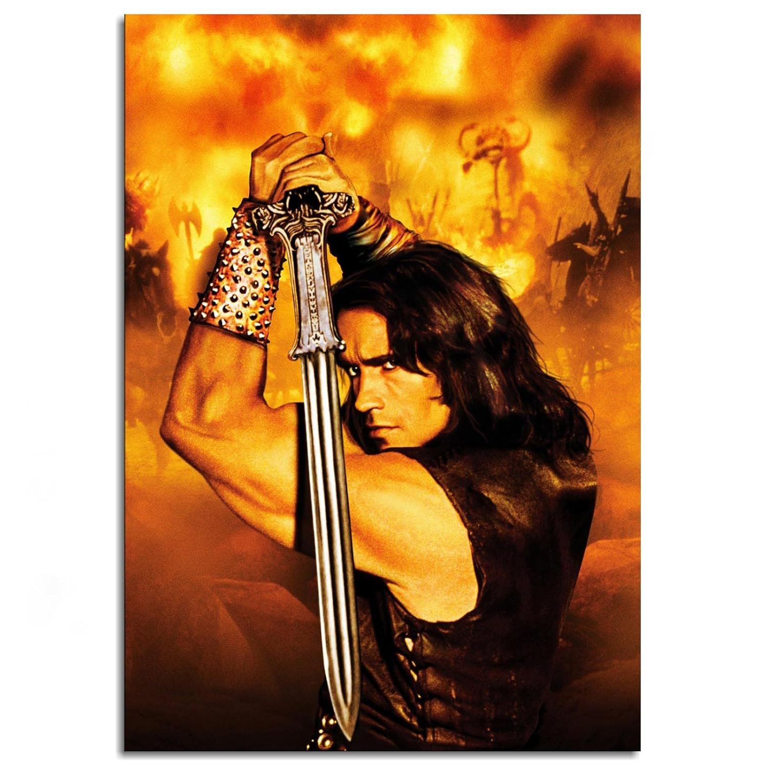 Conan The Barbarian 1982 Poster Wall Art Fantasy Adventure Canvas Prints Old Movies Poster For Home Office Cinema Decorations With Framed 36"x24"