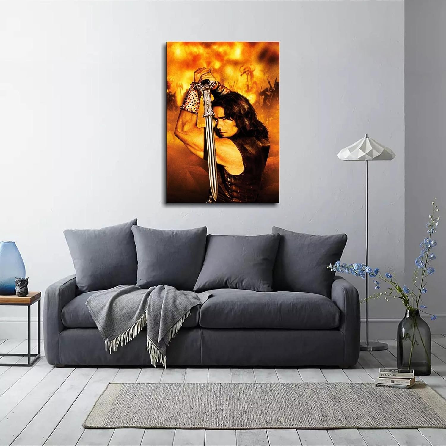 Conan The Barbarian 1982 Poster Wall Art Fantasy Adventure Canvas Prints Old Movies Poster For Home Office Cinema Decorations With Framed 36"x24"