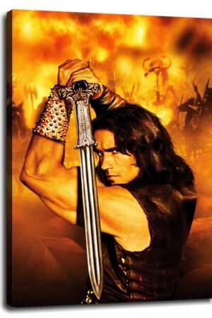 Conan The Barbarian 1982 Poster Wall Art Fantasy Adventure Canvas Prints Old Movies Poster For Home Office Cinema Decorations With Framed 36"x24"