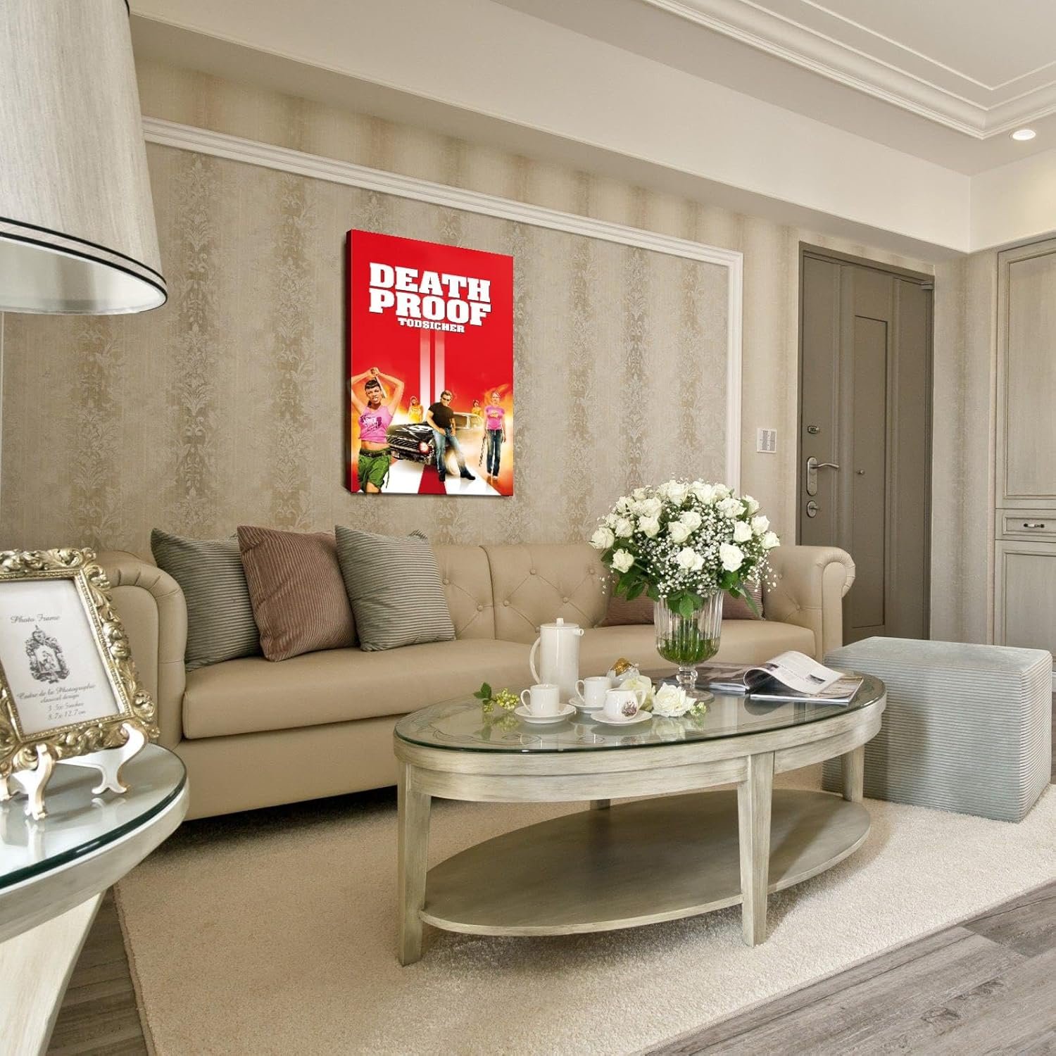 Death Proof Movie Poster Wall Art Action Movies Canvas Prints Classic Movies Poster For Home Office Cinema Decorations With Framed 18"x12"