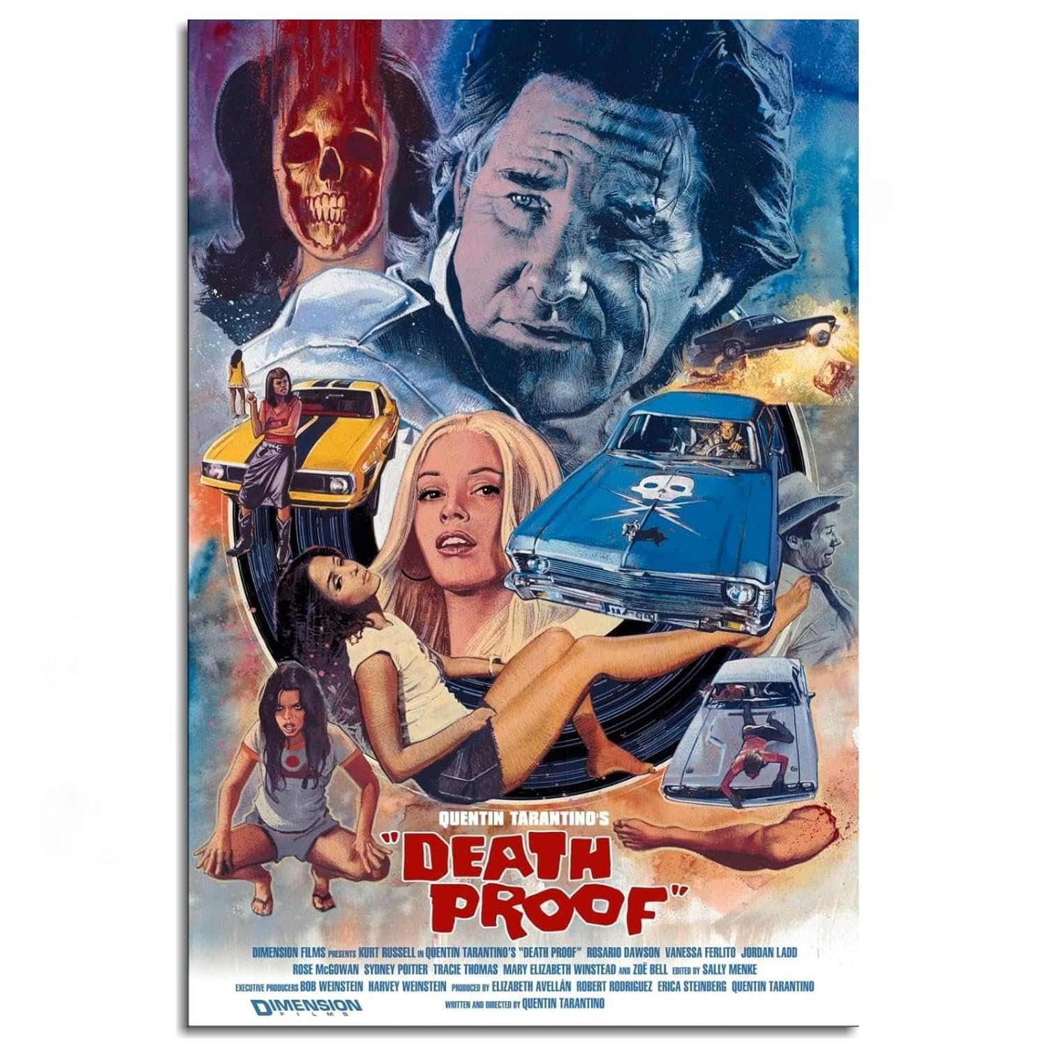 Death Proof Movie Posters Wall Art Action Movies Posters Canvas Prints Classic Film Posters Poster For Home Office Corridor Decorations Unframed 24"x16"