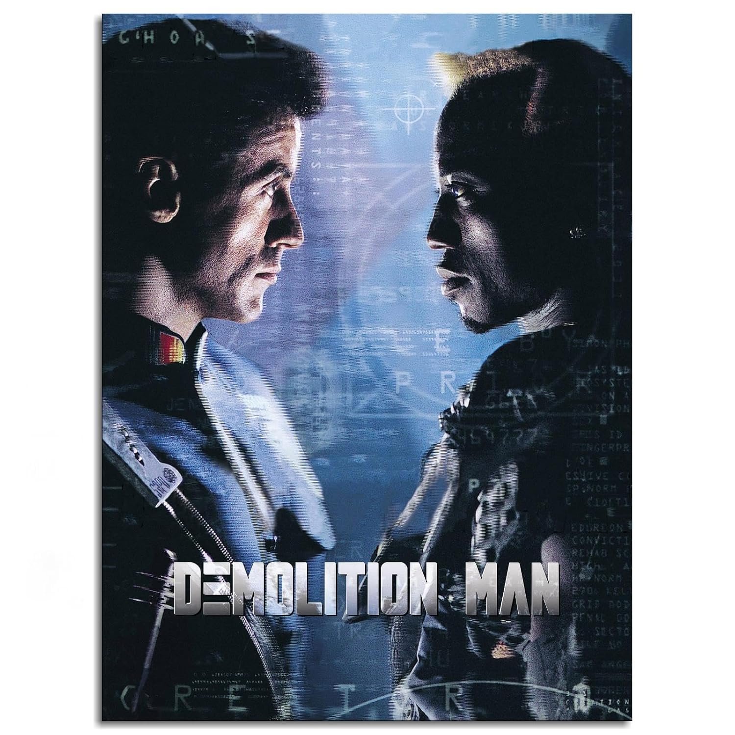 Demolition Man Movie Poster Wall Art Science Fiction Movies Canvas Prints Action Movies Poster For Home Office Cinema Decorations With Framed 27"x20"