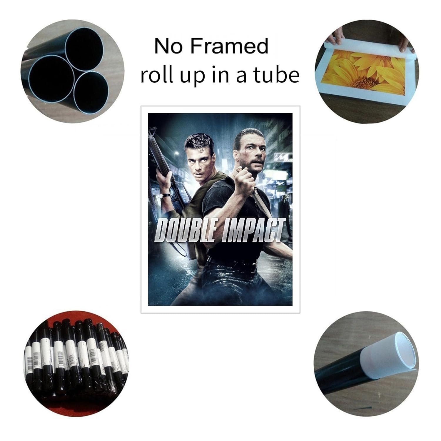 Double Impact Poster Canvas Prints Action Movies Old Movies Poster Wall Art For Home Office Cinema Decorations Unframed 10"x8"