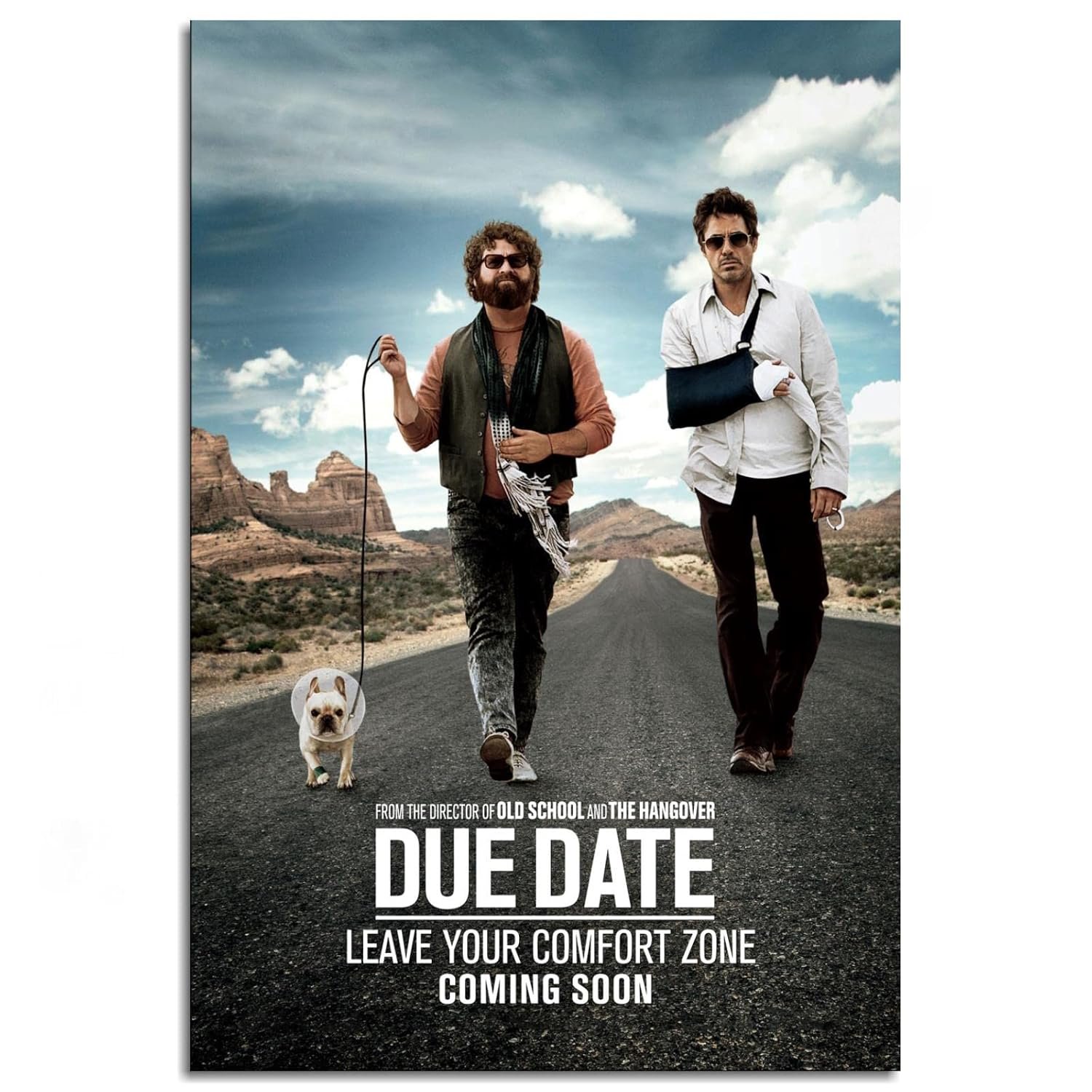 Due Date Film Poster Canvas Prints Comedy Movie Poster Classic Movies Poster Wall Art For Home Office Cinema Decorations With Framed 18"x12"