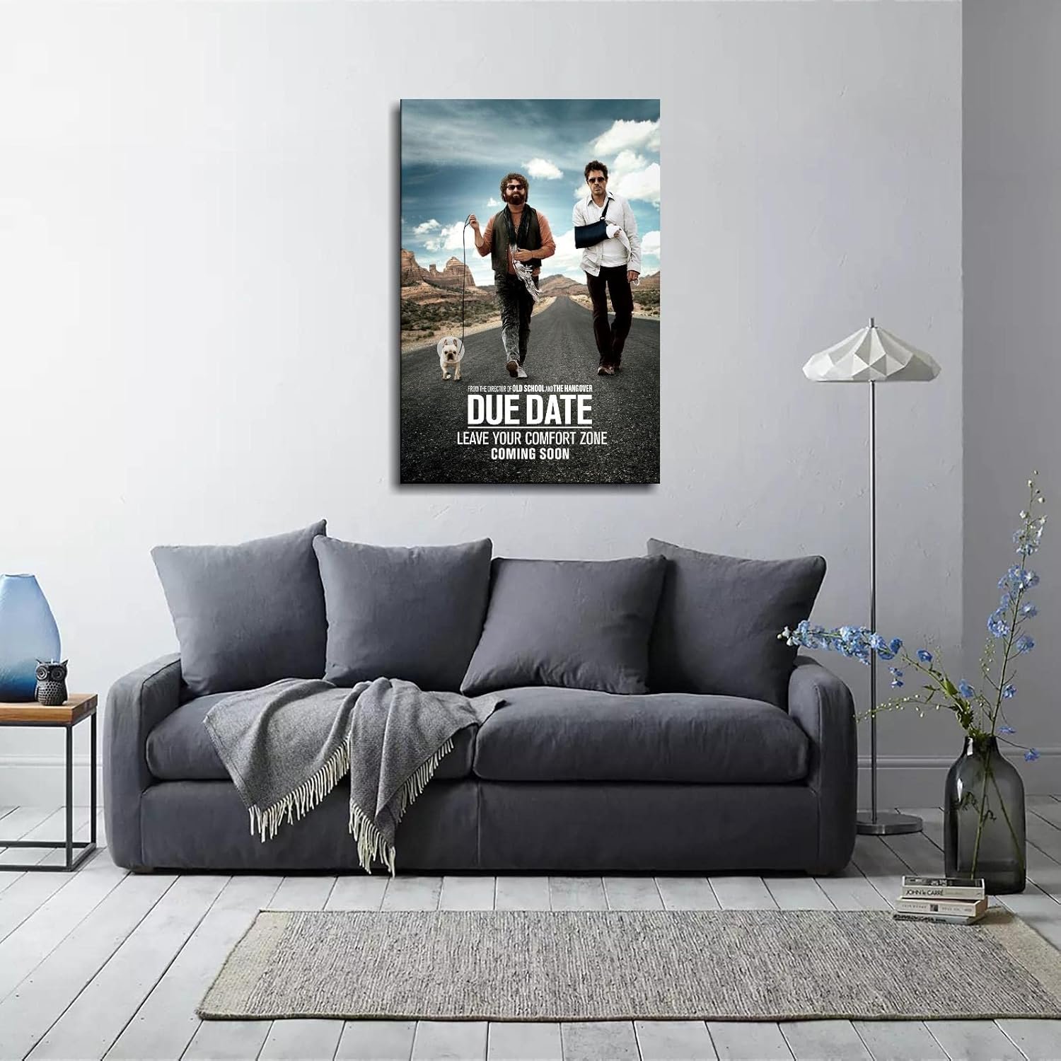 Due Date Film Poster Canvas Prints Comedy Movie Poster Classic Movies Poster Wall Art For Home Office Cinema Decorations With Framed 18"x12"