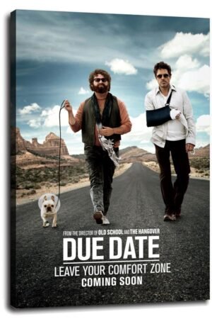 Due Date Film Poster Canvas Prints Comedy Movie Poster Classic Movies Poster Wall Art For Home Office Cinema Decorations With Framed 18"x12"