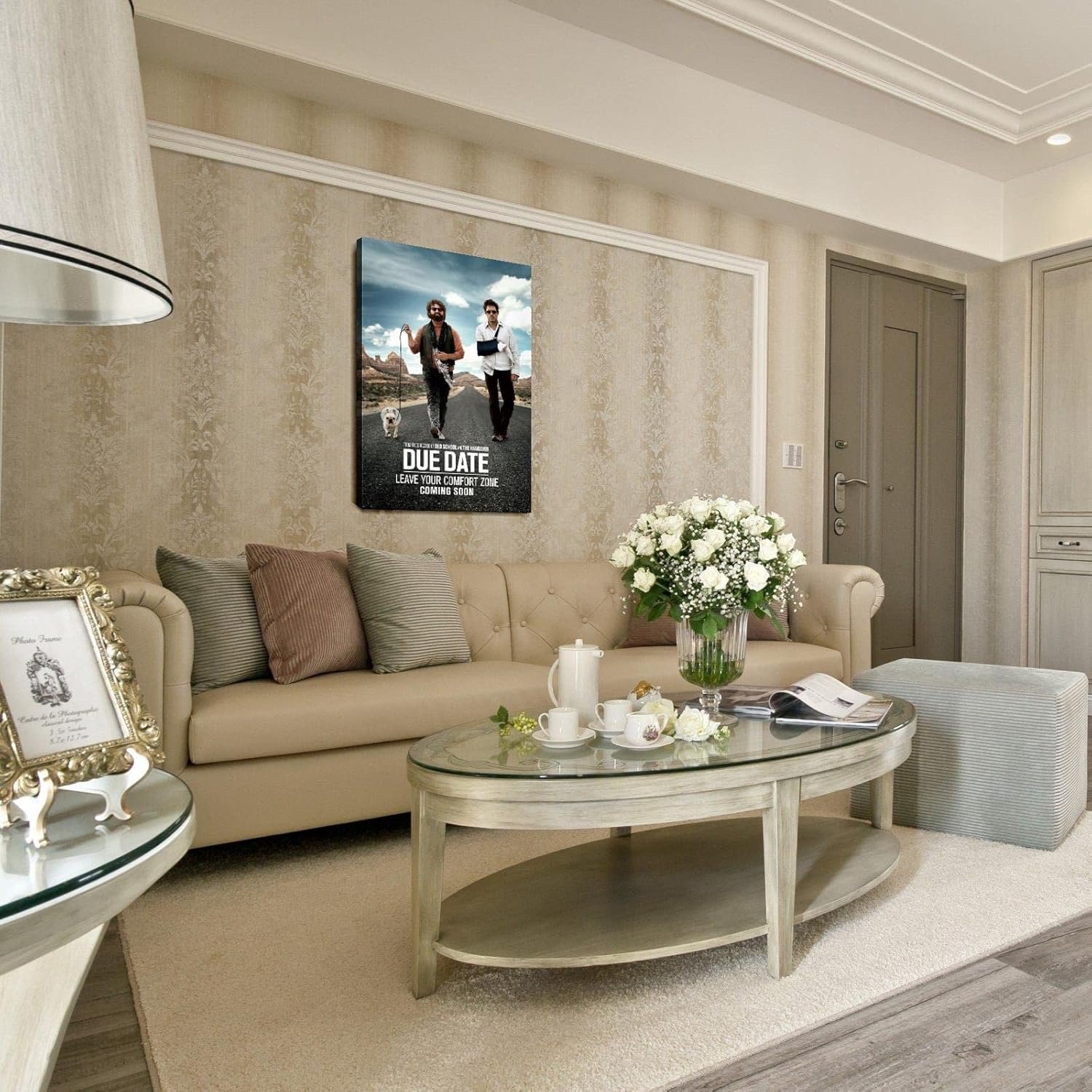 Due Date Film Poster Canvas Prints Comedy Movie Poster Classic Movies Poster Wall Art For Home Office Cinema Decorations With Framed 18"x12"