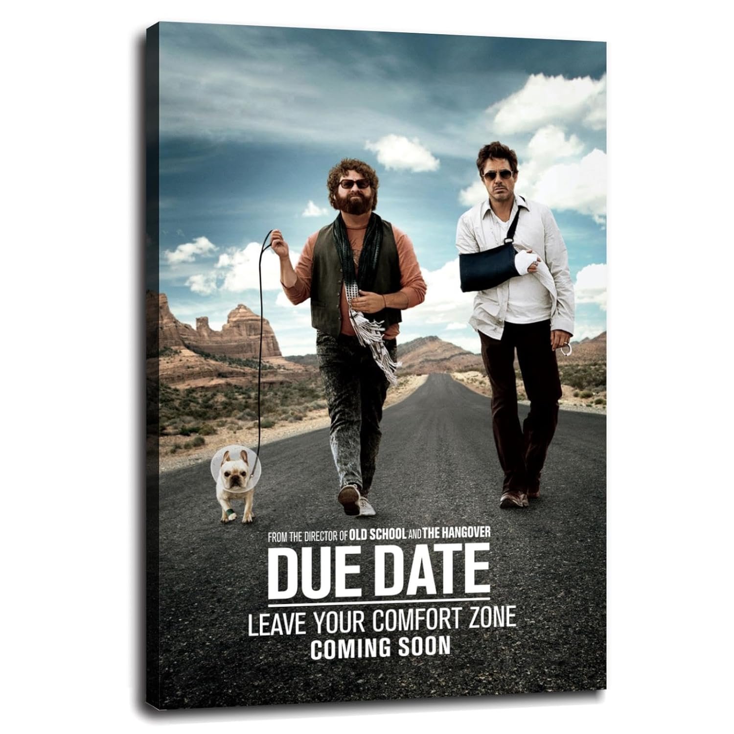 Due Date Film Poster Canvas Prints Comedy Movie Poster Classic Movies Poster Wall Art For Home Office Cinema Decorations With Framed 18"x12"