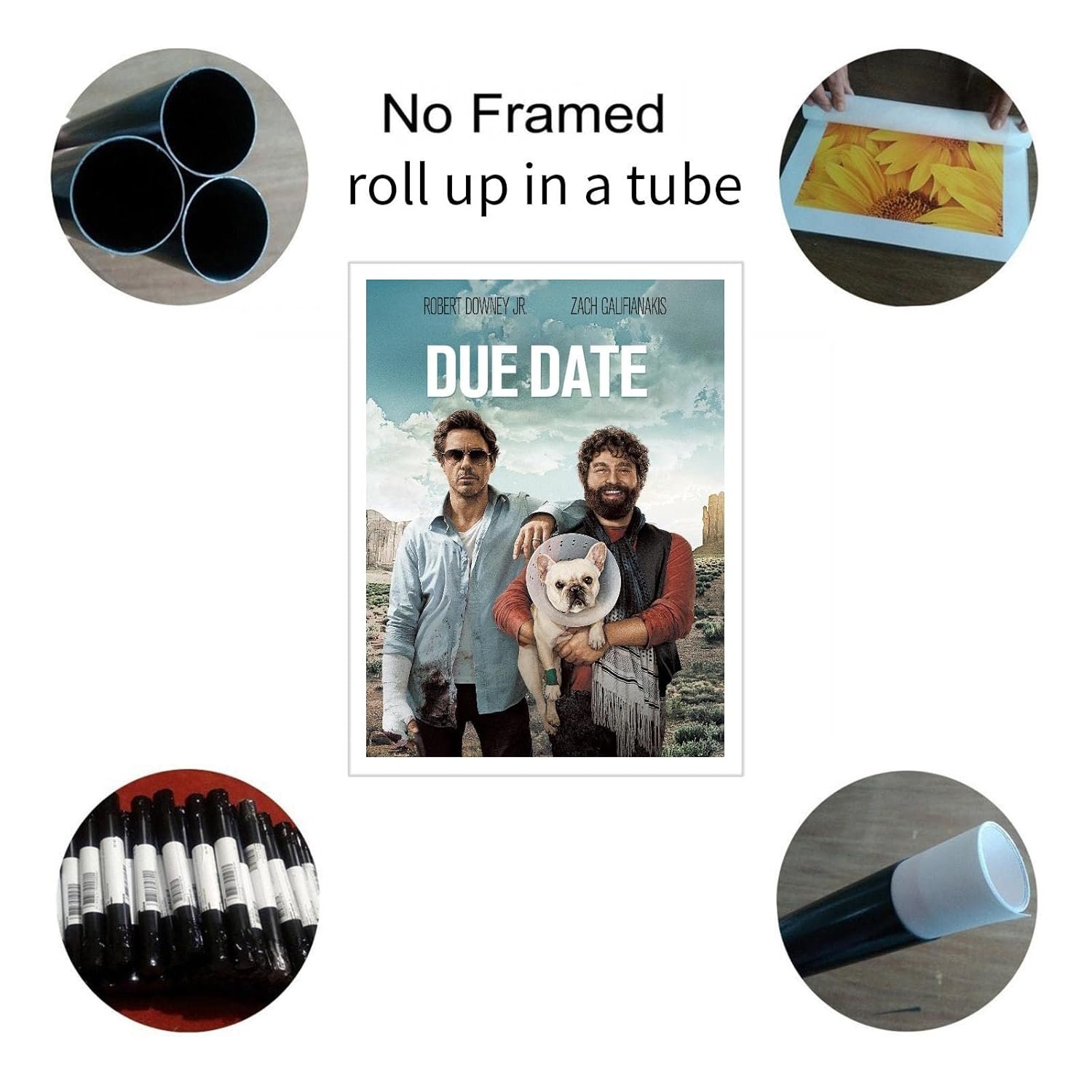 Due Date Film Poster Wall Art Comedy Movie Poster Canvas Prints Classic Movies Poster For Home Office Cinema Decorations Unframed 10"x8"