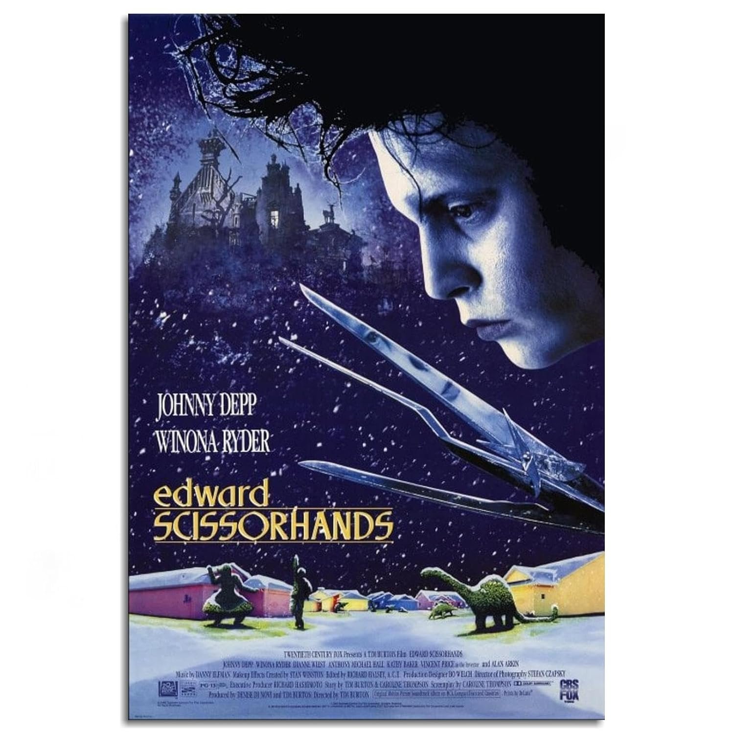 Edward Scissorhands (1990) Movie Poster Fantasy Love Poster Canvas Prints Comedy Movie Wall Art For Home Office Bedroom Decorations With Framed 12"x8"
