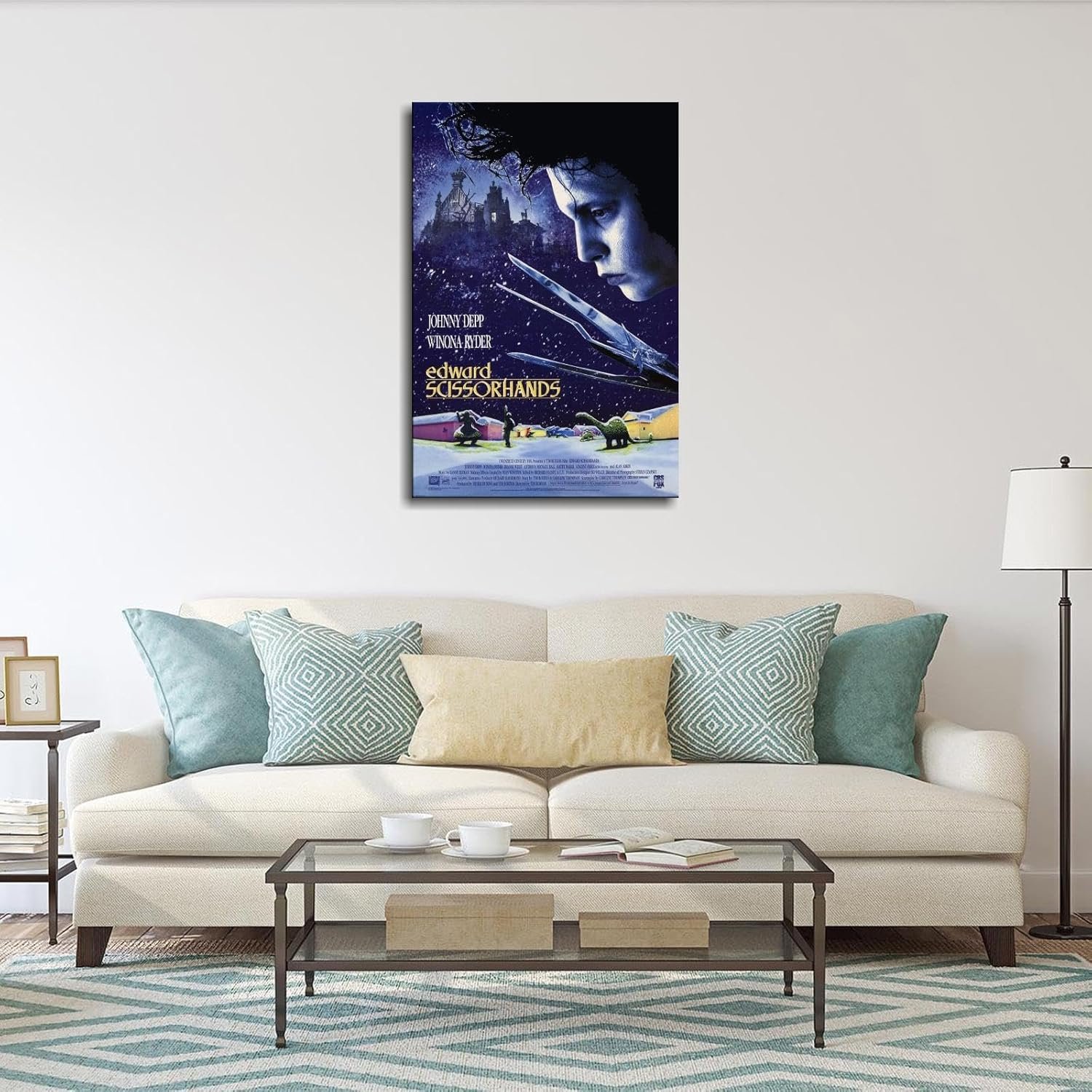 Edward Scissorhands (1990) Movie Poster Fantasy Love Poster Canvas Prints Comedy Movie Wall Art For Home Office Bedroom Decorations With Framed 12"x8"