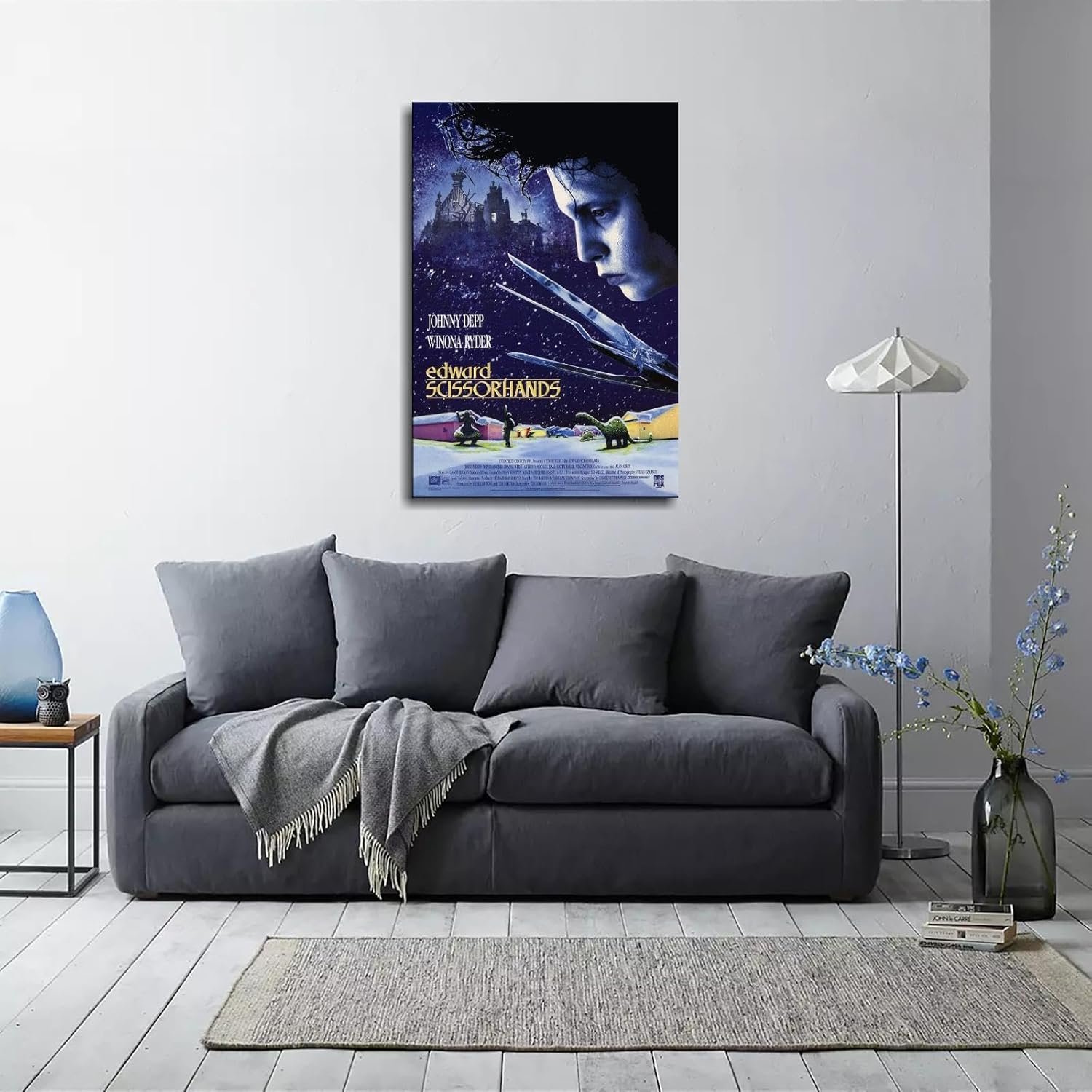 Edward Scissorhands (1990) Movie Poster Fantasy Love Poster Canvas Prints Comedy Movie Wall Art For Home Office Bedroom Decorations With Framed 12"x8"