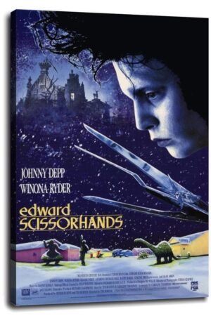 Edward Scissorhands (1990) Movie Poster Fantasy Love Poster Canvas Prints Comedy Movie Wall Art For Home Office Bedroom Decorations With Framed 12"x8"